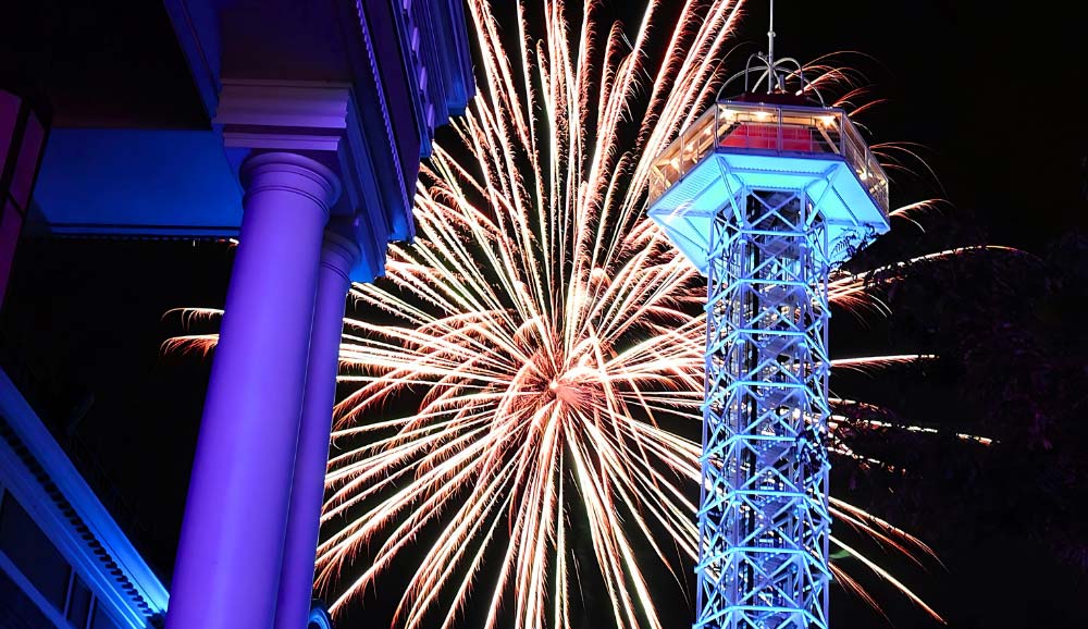 Dazzling fireworks over the park