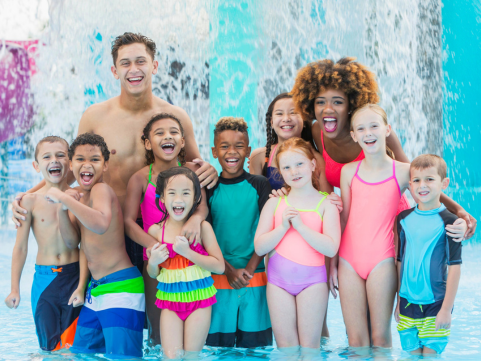 group standing in the water
